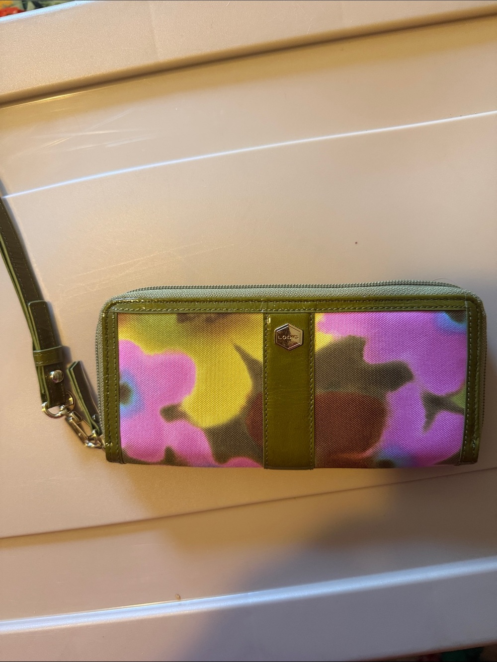 Lodis Multicolor Camouflage Wristlet Wallet with Olive Trim